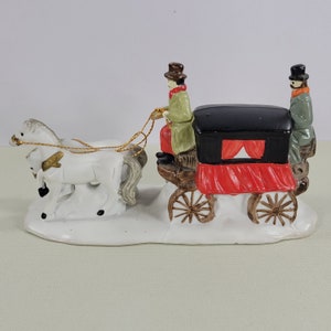 Vintage 1991 National Decorations Christmas Horse and Carriage Figurine