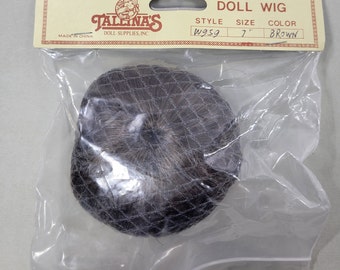 Tallinas Doll Wig Style W959 Size 7" Brown Synthetic Hair New In Package Vintage