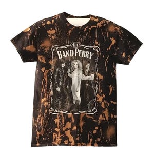 Band Perry Tee Shirt North American Tour Custom Bleached Vintage Inspired, Casual Unisex Crew Neck Top, Black Graphic, Country Music, Small