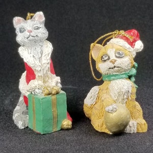Kurt Adler Kitty Cat Christmas Ornaments 2 Vintage Figurines
