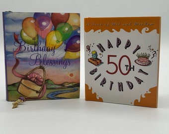 Vintage Miniature Birthday Books: 50th & Blessings, Gold Charm