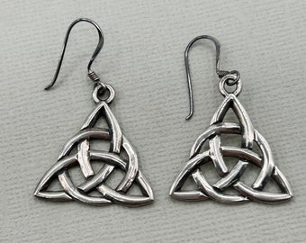 Vintage Sterling Silver Celtic Circle Dangle Earrings