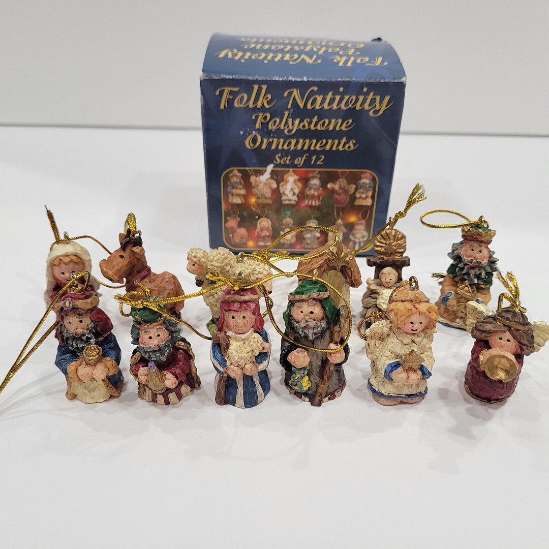 Folk Nativity Polystone Ornaments by Giftco Inc Set of 12 Etsy