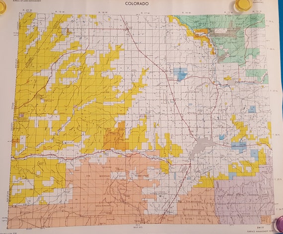 Colorado Map U S Department Of The Interior Bureau Of Land Management Old Colorado Map 1975 Vintage