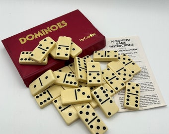 Vintage Double Six Dominoes in Vinyl Storage Case