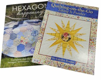 Two Quilting Books Hexagon Happenings & Quilting-On-The-Go by Carolyn Forster