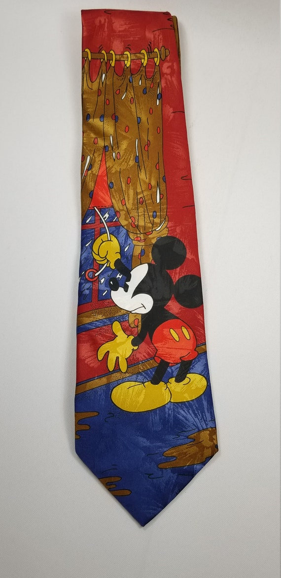 Mickey Mouse Men's Silk Neck Tie  Vintage Novelty… - image 1