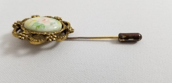 Pretty Hand Painted Floral Stick Pin - image 3