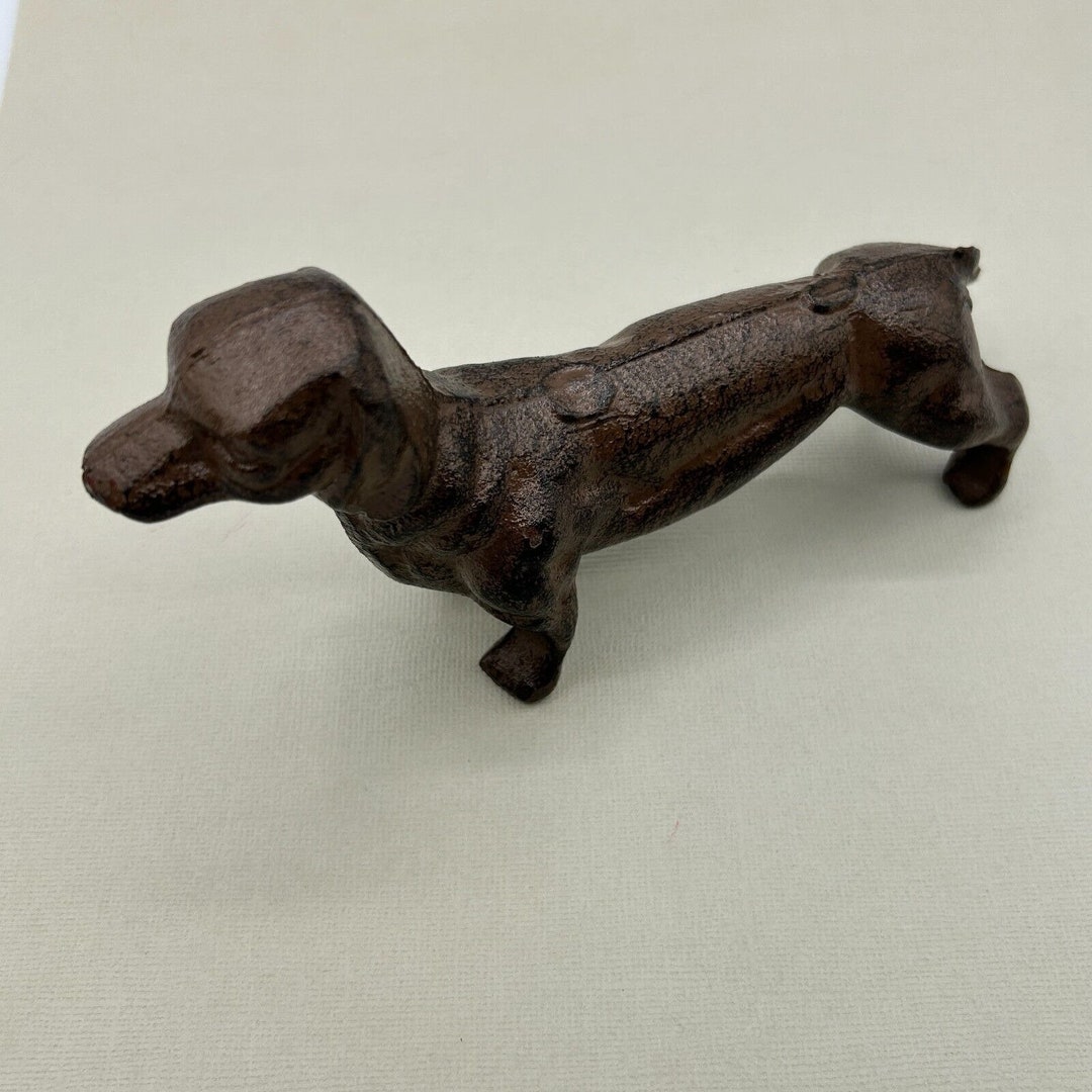Cast Iron Dachshund Weiner Dog Statue Paper Weight Weenie Dog Figurine
