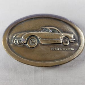Chevy Chevrolet Corvette 1953 Classic Car Vintage Brass Plate Belt Buckle