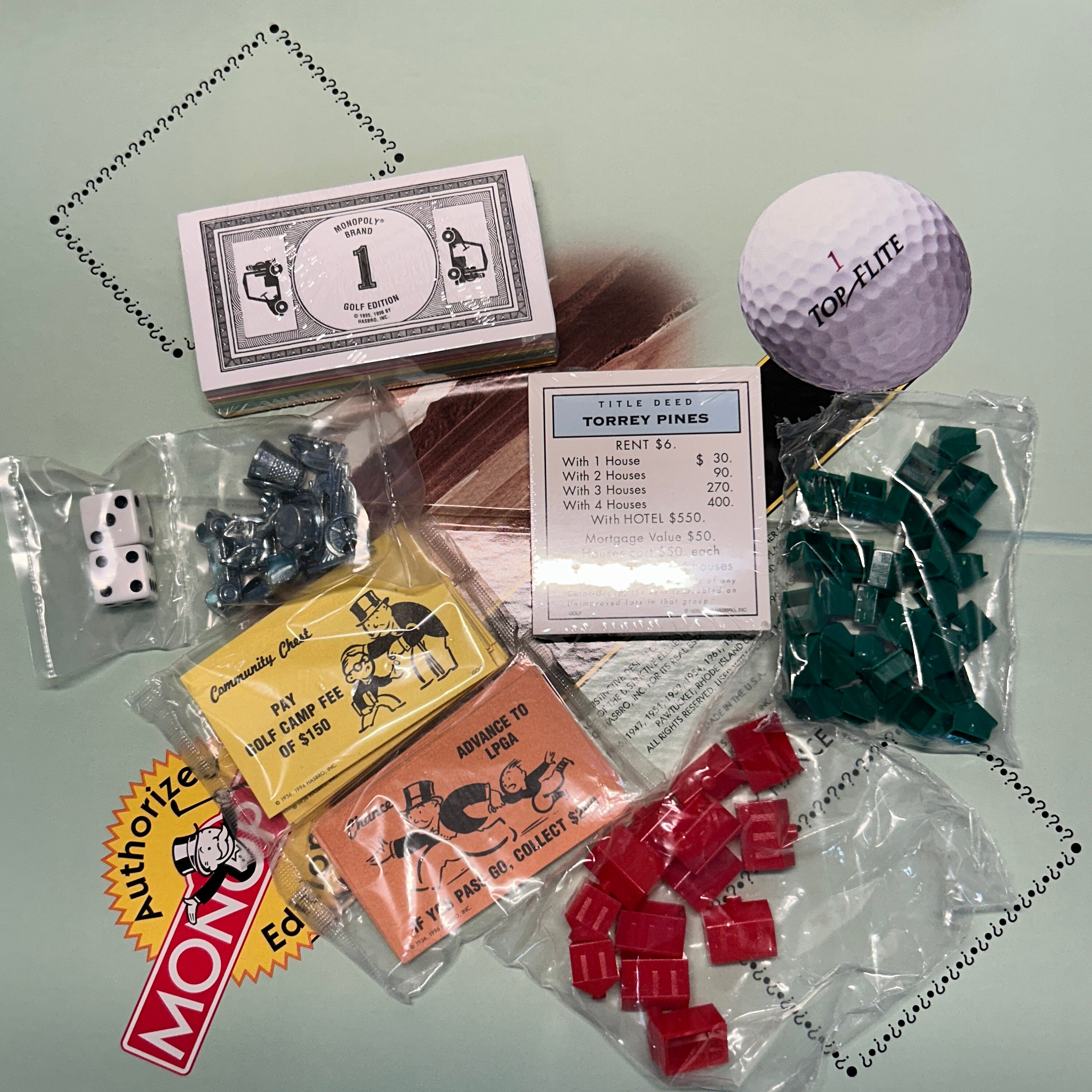 Golf Edition Monopoly Board Game Property Trading Game W/ Pewter