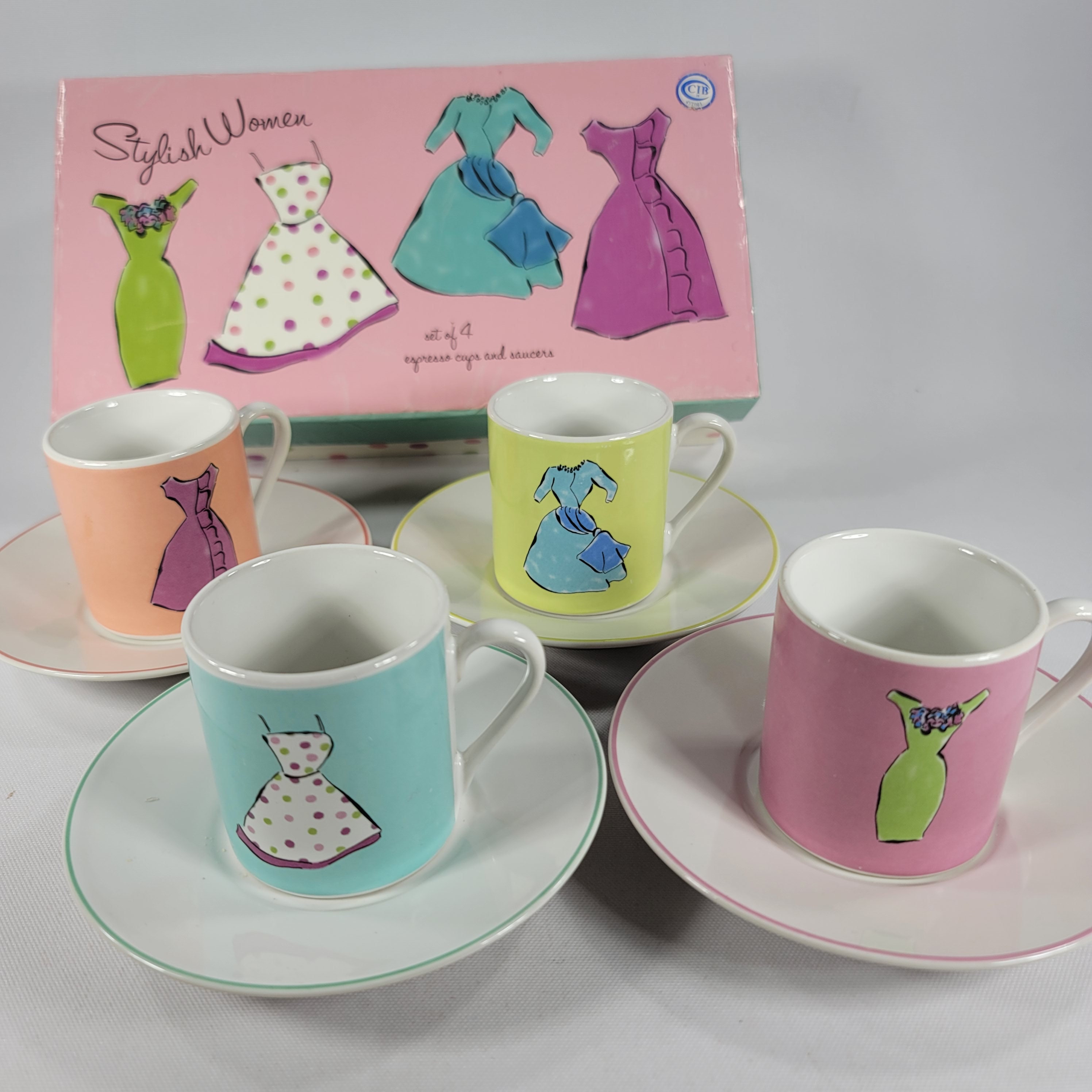 Rosanna Stylish Women Espresso Cups and Saucers Set of 4 Etsy