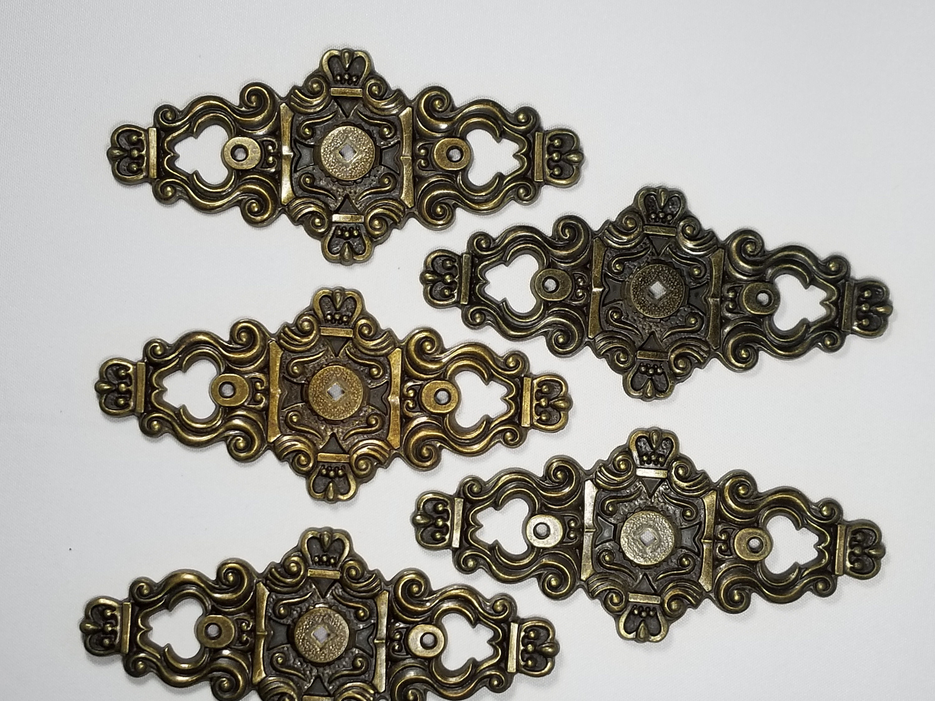 5 Drawer Pull Plates Vintage Handle Back Plates Etsy