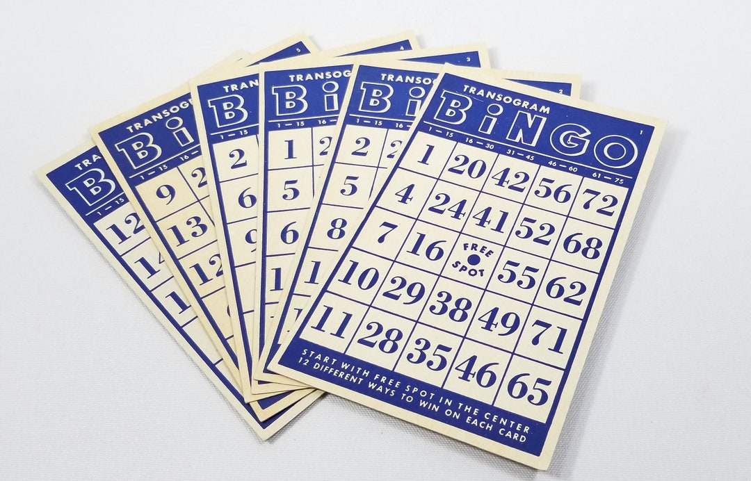 Bingo Blue Cards Vintage Lot of 6 by Transogram Etsy UK