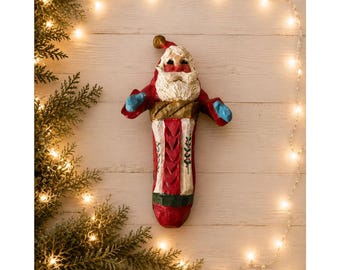 Hand-Painted House Of Hatten 1992 Santa in Stocking Figurine Christmas Décor