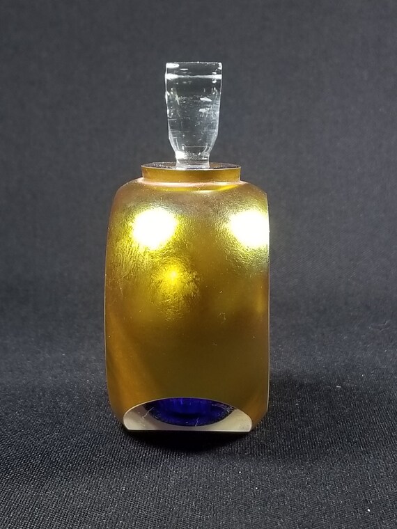 Correia Gold and Cobalt Blue Modern Art Glass Per… - image 4