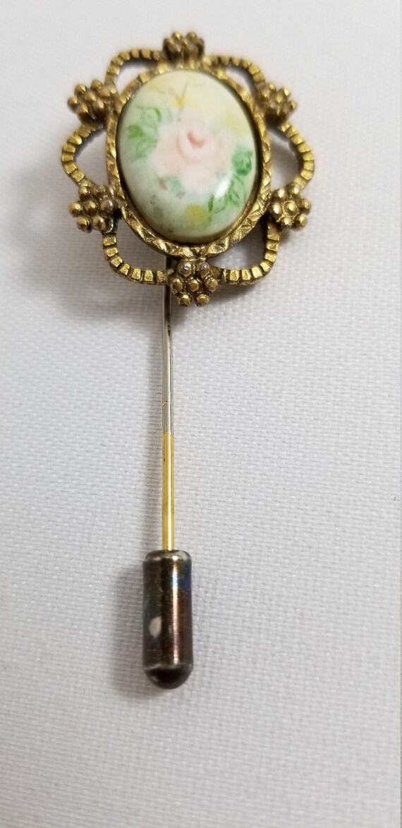 Pretty Hand Painted Floral Stick Pin