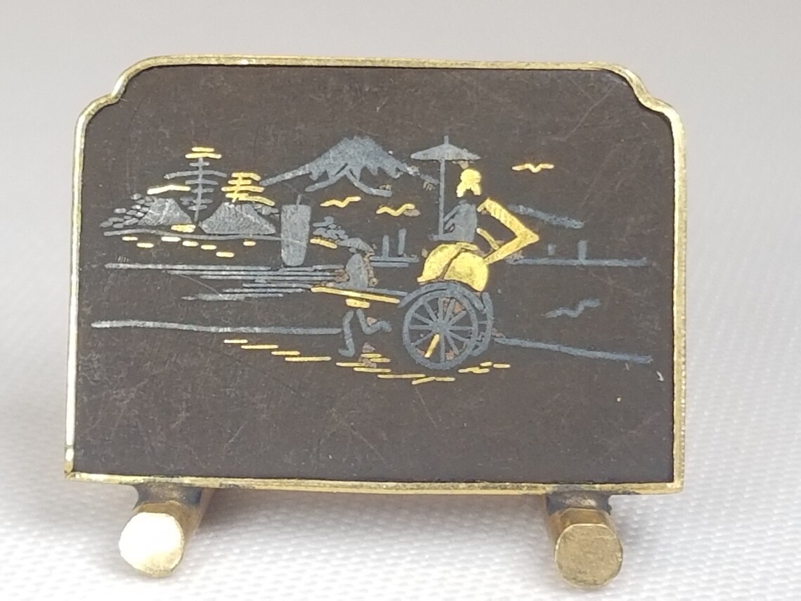 Japanese Damascene Place Card Holder Set of 10 Vintage Etsy