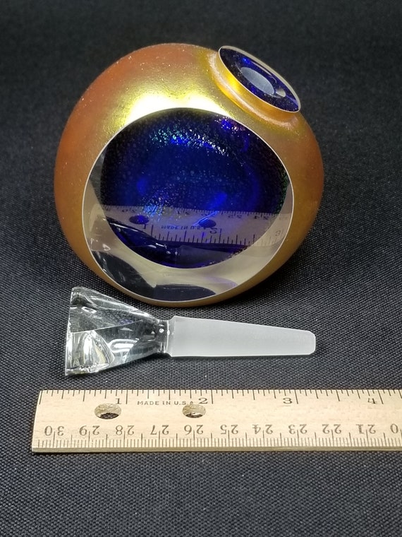 Correia Gold and Cobalt Blue Modern Art Glass Per… - image 5