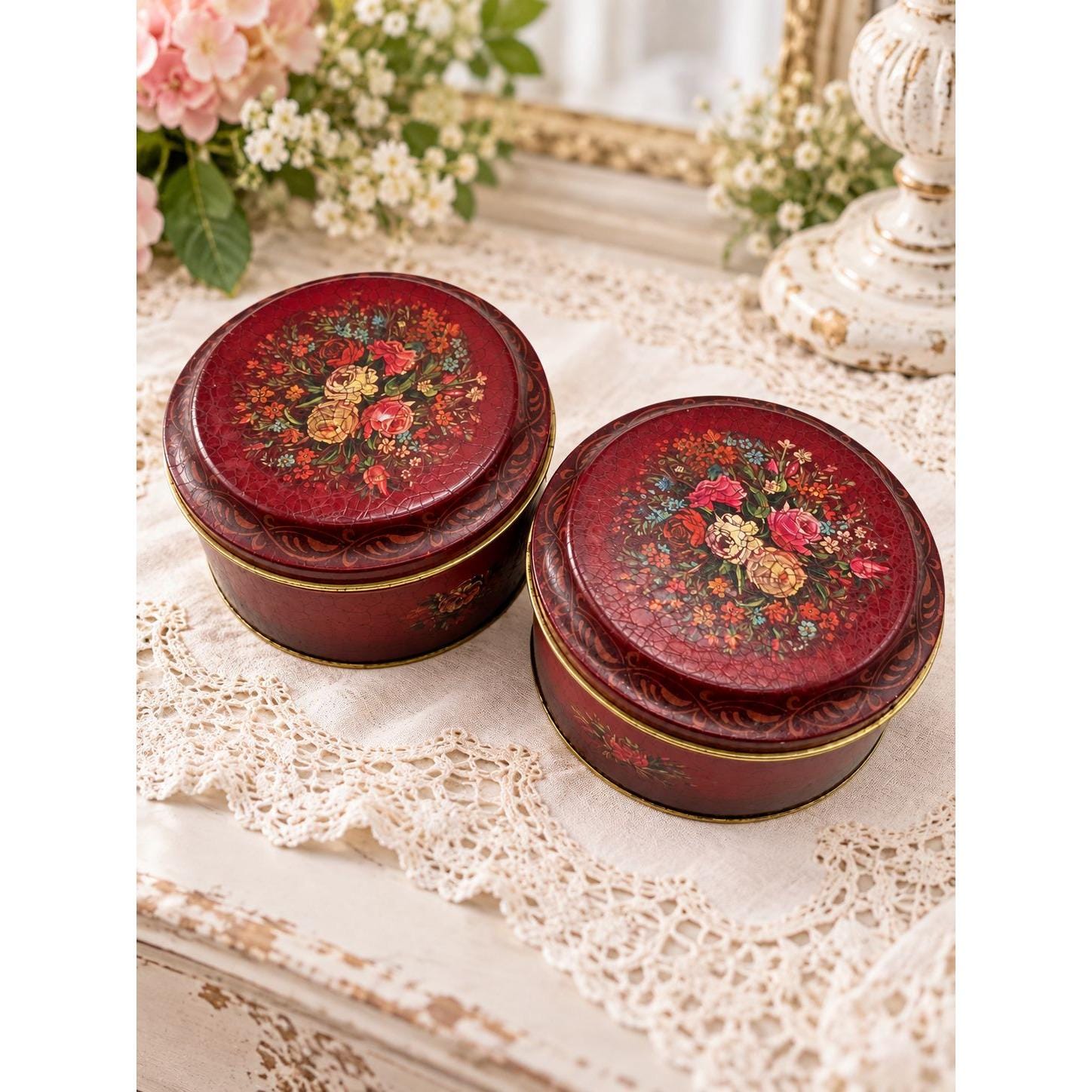 Vintage Rose Metal Tin England - Etsy