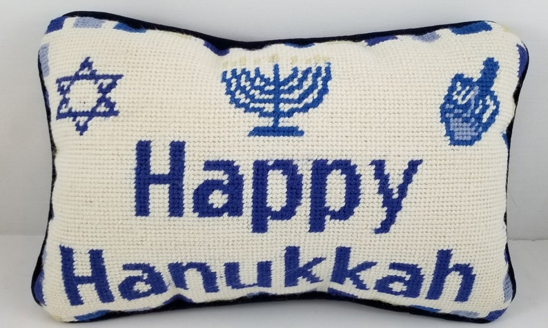 Happy Hanukkah Needlepoint Decorative Pillow Etsy