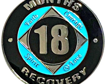 NA 18 Months Recovery Coin, Silver Color Plated NA Recovery Medallion, Token, Narcotics Anonymous