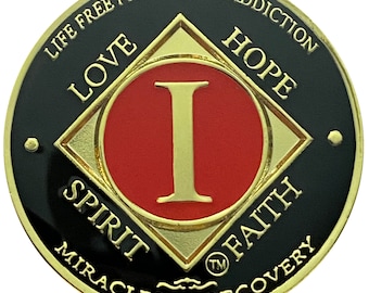 NA 1 Year Gold Color Plated Coin, Narcotics Anonymous Medallion