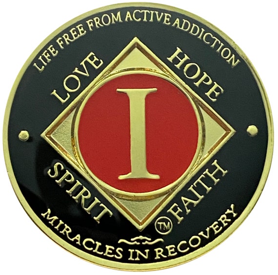 NA 1 Year Gold Color Plated Coin, Narcotics Anonymous Medallion
