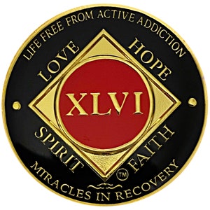 NA 46 Year Gold Color Plated Coin, Narcotics Anonymous Medallion