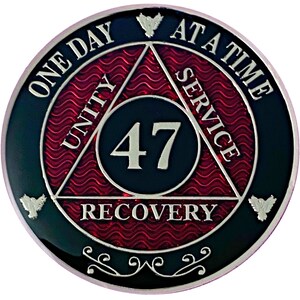 47 Year AA Coin Silver Color Plated-Medallion, Recovery Chip, 12 Step Token, Alcoholics anonymous coin