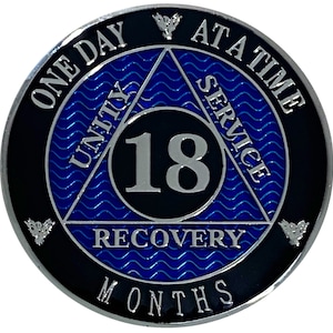 AA 18 Months Medallion, Alcoholics Anonymous 18 Months Coin, Chip