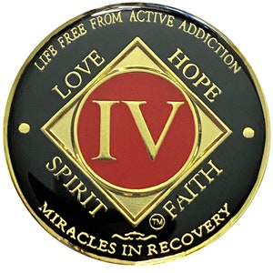 NA 4 Year Gold Color Plated Coin, Narcotics Anonymous Medallion
