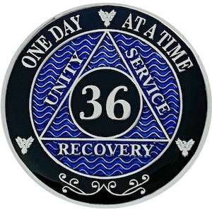 AA 36 Year Silver Plated Coin, Alcoholics Anonymous Medallion
