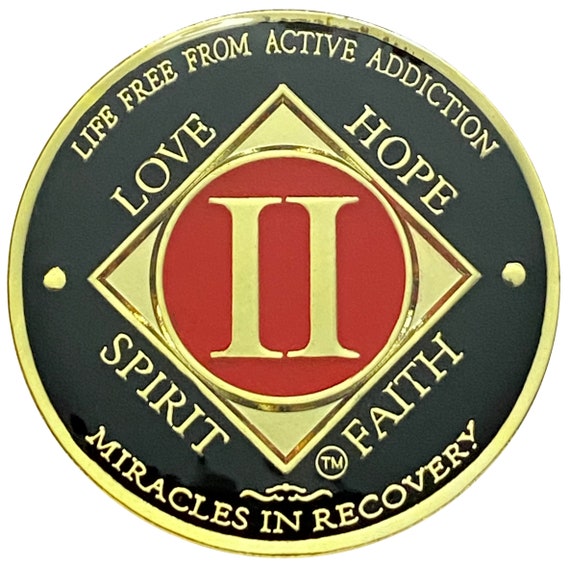 NA 2 Year Gold Color Plated Coin, Narcotics Anonymous Medallion