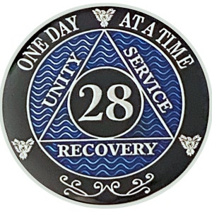 28 Year AA Coin Silver Color Plated Medallion, Recovery Chip, 12 Step Token, Alcoholics anonymous coin