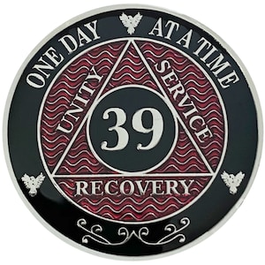 AA 39 Years Silver Color Plated Coin, Alcoholics Anonymous Medallion