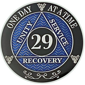 29 Year AA Coin Silver Color Plated Medallion, Recovery Chip, 12 Step Token, Alcoholics anonymous coin