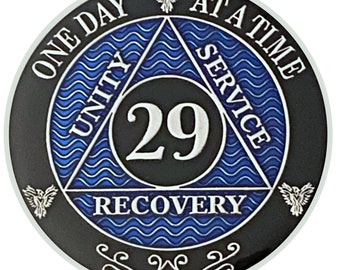 29 Year AA Coin Silver Color Plated Medallion, Recovery Chip, 12 Step Token, Alcoholics anonymous coin