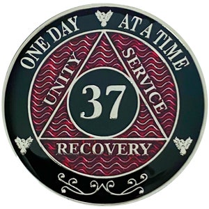 AA 37 Years Silver Color Plated Coin, Alcoholics Anonymous Medallion