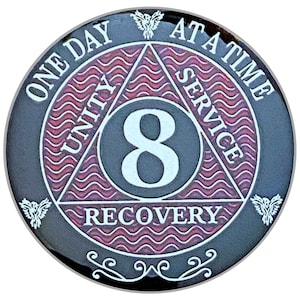 8 Year AA Medallion: Silver Color Plated Recovery Chip