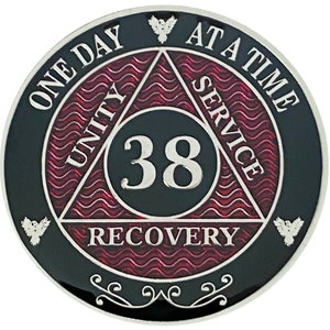 AA 38 Years Silver Color Plated Coin, Alcoholics Anonymous Medallion
