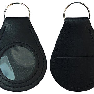 AA, NA Vegan Leather Recovery Coin Holder, Recovery Medallion Holder Keychain Alcoholics Anonymous, Narcotics Anonymous (Black)