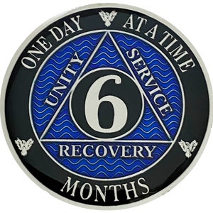 AA 6 Months Silver Color Plated Coin, Alcoholics Anonymous Medallion