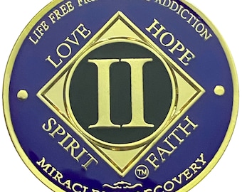 NA 2 Year Gold, Purple Color Plated Coin, Narcotics Anonymous Medallion