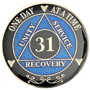 31 Year AA Coin Silver Color Plated-Medallion, Recovery Chip, 12 Step Token, Alcoholics Anonymous Coin