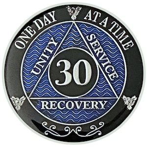 30 Year AA Coin Silver Color Plated Medallion, Recovery Chip, 12 Step Token, Alcoholics anonymous coin