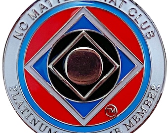 NA Silver Color Plated Recovery &quot;No Matter What Club&quot;  Medallion, Narcotics Anonymous Clean Time Coin