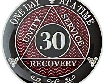 AA 30 Year Silver Color Plated-Medallion, Recovery Chip, 12 Step Token, Alcoholics anonymous coin