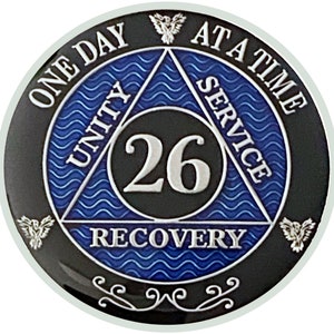 26 Year AA Coin Silver Color Plated Medallion, Recovery Chip, 12 Step Token, Alcoholics anonymous coin