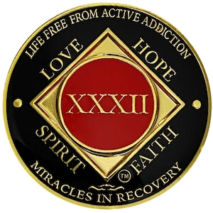 NA 32 Year Gold Color Plated Coin, Narcotics Anonymous Medallion